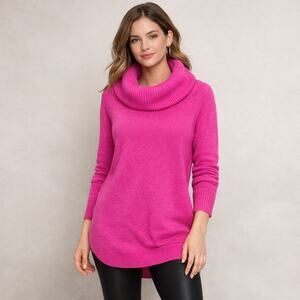 Anthropologie Moth Brenta Sweater Womens Cowl Neck Cabincore Tunic Pink Medium